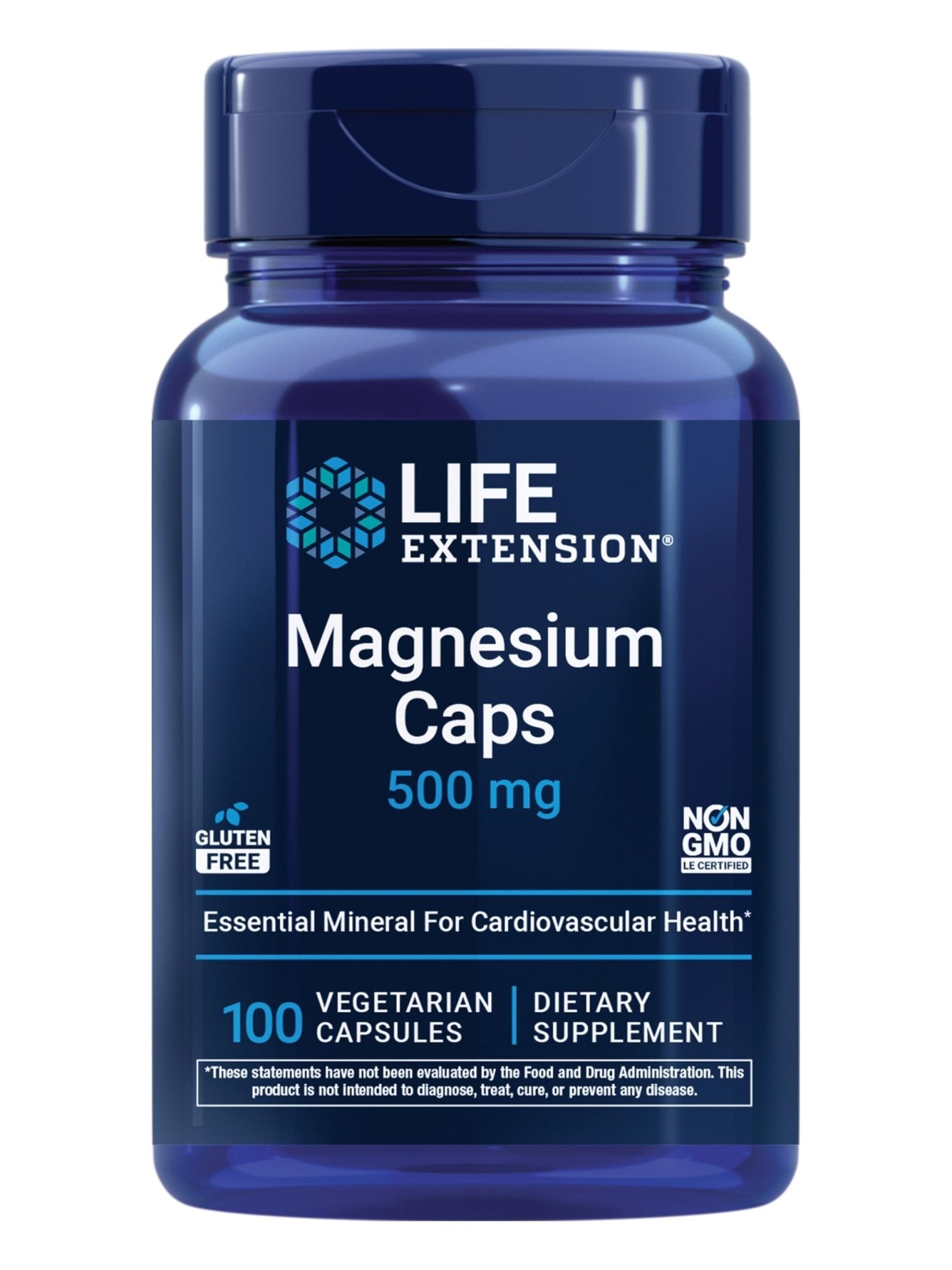 Life Extension Magnesium Caps, 500 mg, Magnesium Oxide, Citrate, and Succinate, Heart Health, Healthy Bones, Metabolism Support, 100 Vegetarian Capsules - Maple Wellness Supplements