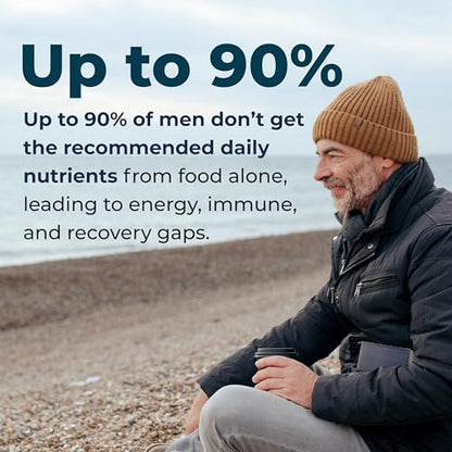 LifeSeasons Men's Multivitamin – High Potency with 21 Vitamins & Minerals, PureWay-C®, NAD+, Active B-Vitamins, TRAACS® Chelates, enXtra® for Energy, Probiotics & Mushrooms – 120 Veg Capsules - Maple Wellness Supplements