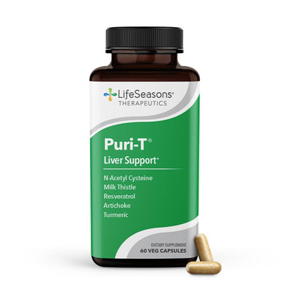 LifeSeasons Puri-T - Liver Cleanse & Detox Support Supplement - Resveratrol, N-Acetyl Cysteine, Milk Thistle, Artichoke & Turmeric - Supports Tissue Regeneration & Healthy Bile Flow - 60 Capsules - Maple Wellness Supplements