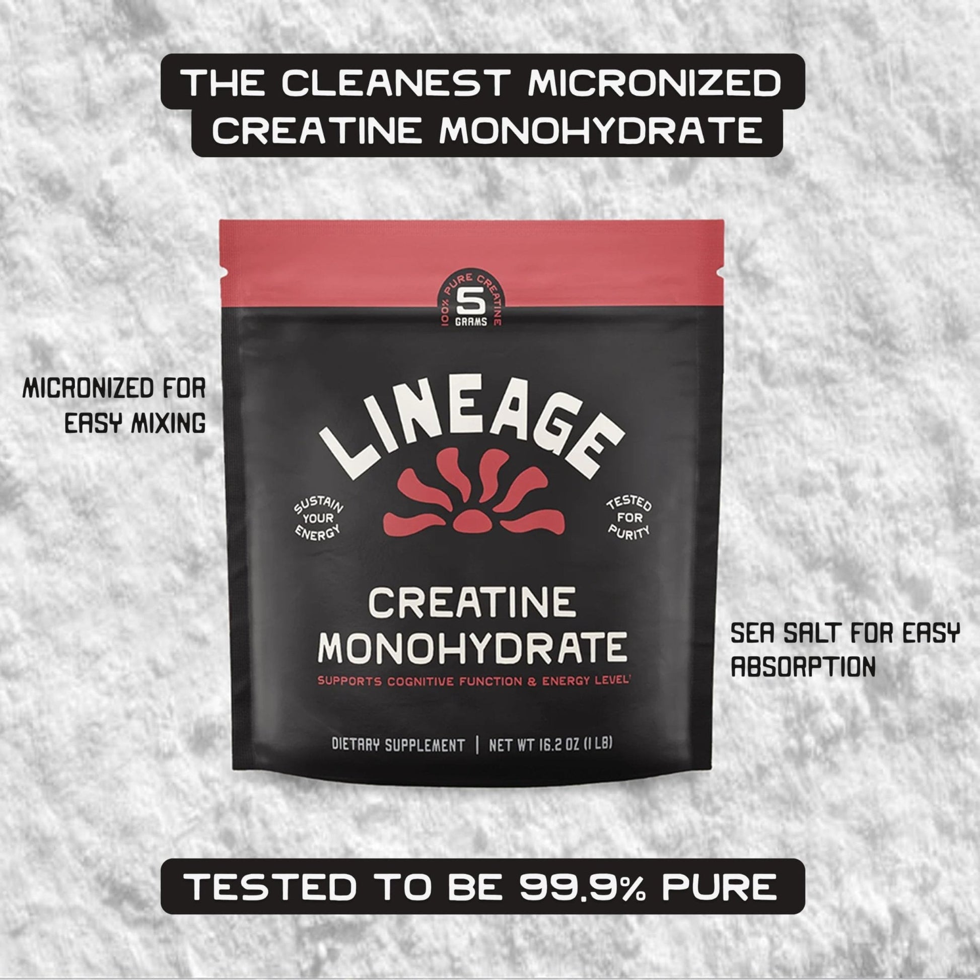Lineage Provisions Micronized Creatine Monohydrate with Sea Salt - Micronized Creatine Powder for Training & Performance - Maple Wellness Supplements