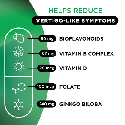 Lipo-Flavonoid for Vertigo & Dizziness Relief, Clinically Tested Formula with Ginkgo Biloba, Vitamin D, & Vitamin B Complex - Maple Wellness Supplements