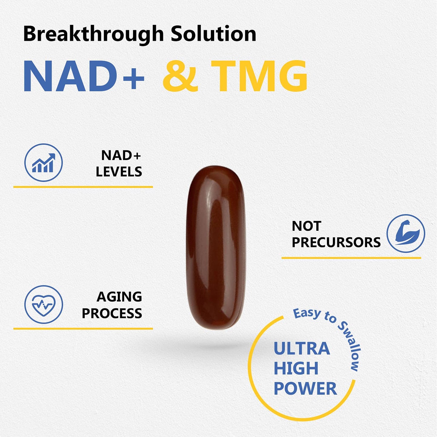 Liposomal NAD+ 500mg with TMG 250mg Softgels, Nicotinamide Riboside Alternative, Actual NAD+ Supplement, 120 Servings - Maple Wellness Supplements