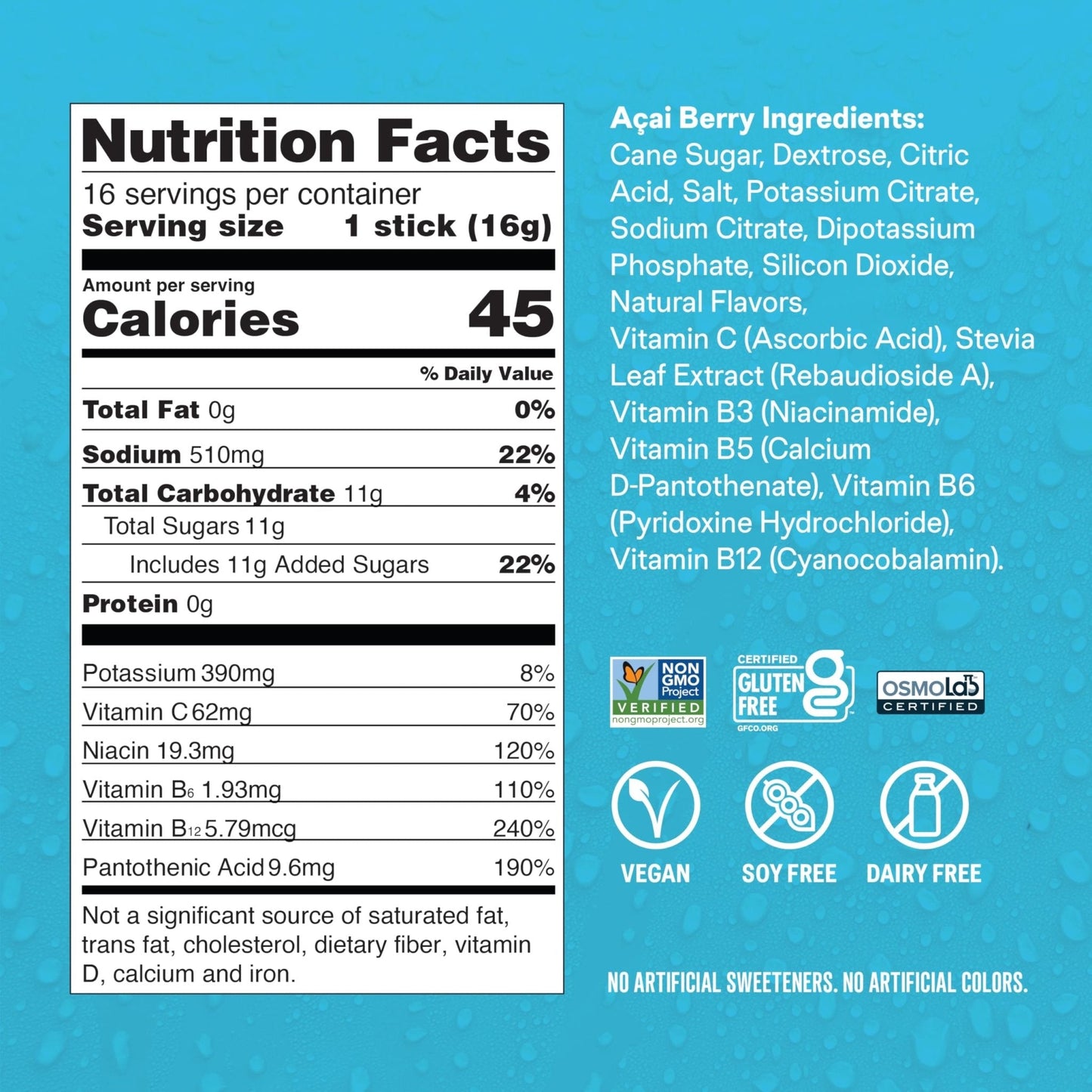 Liquid I.V.® Hydration Multiplier - Acai Berry | Electrolyte Powder Drink Mix | 1 Pack (16 Servings) - Maple Wellness Supplements
