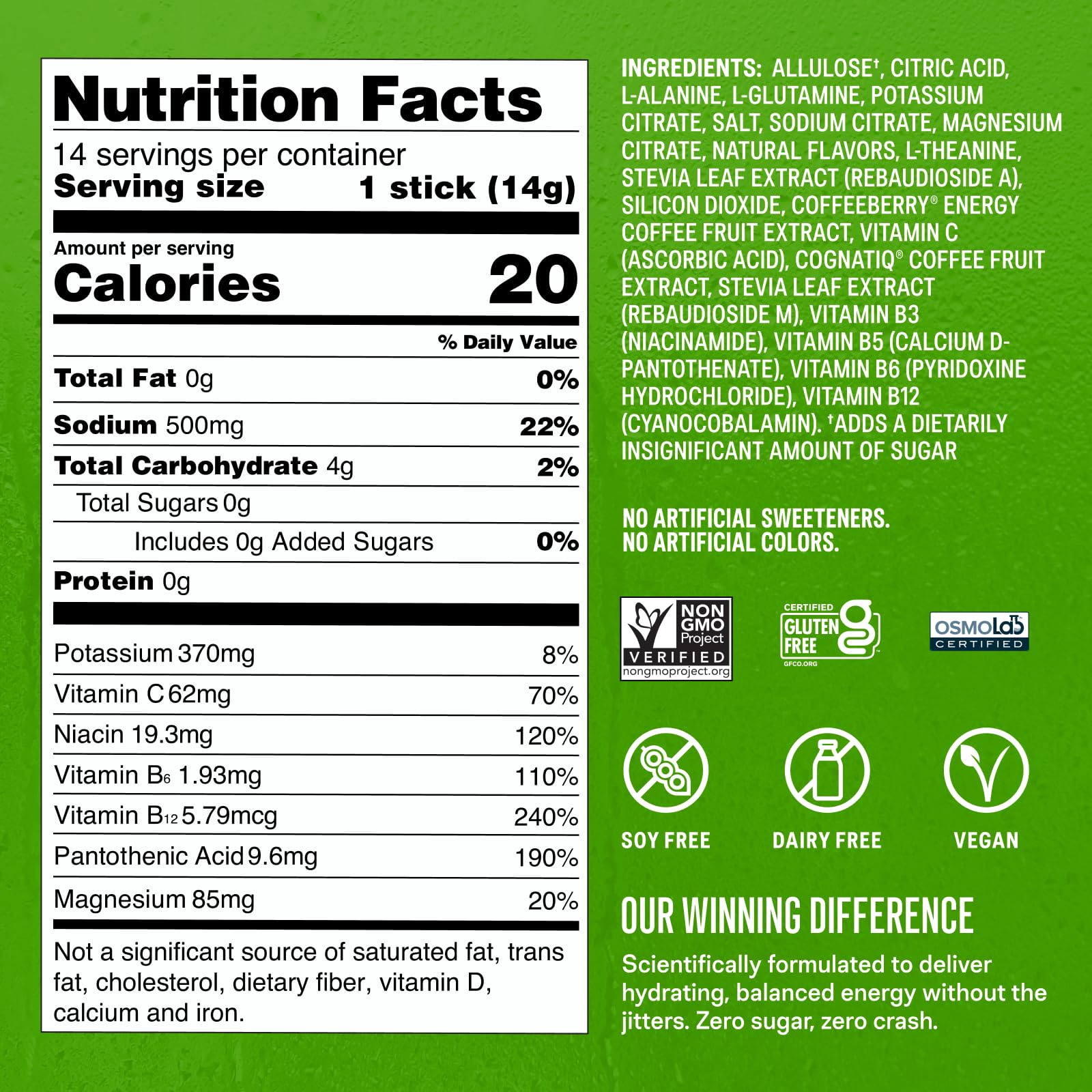 Liquid I.V.® Hydration Multiplier Sugar Free + Energy - Strawberry Kiwi | Electrolyte Powder Drink Mix | 1 Pack (14 Servings) - Maple Wellness Supplements