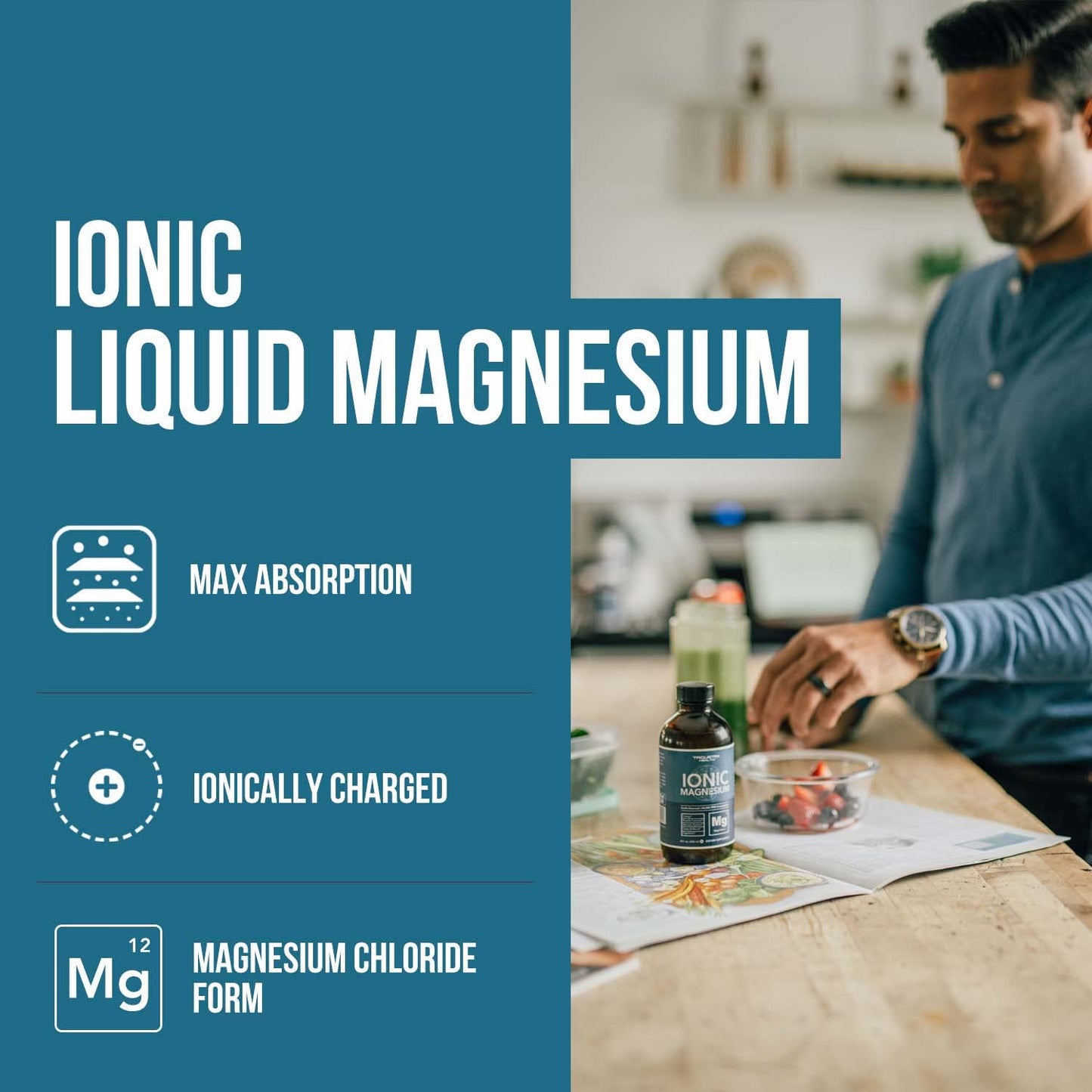 Liquid Magnesium | 8 oz - Ionic Magnesium Chloride, Highest & Fastest Absorption - Calm Mood, Sleep, Muscle Cramps & Spasms, Natural Laxative – Vegan, Glass Bottle (96 Servings) - Maple Wellness Supplements