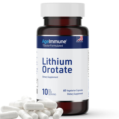 Lithium Orotate 10mg per Capsule - 60 Vegetarian Capsules. Memory and Emotional Wellness Support - Magnesium Stearate Free - Maple Wellness Supplements