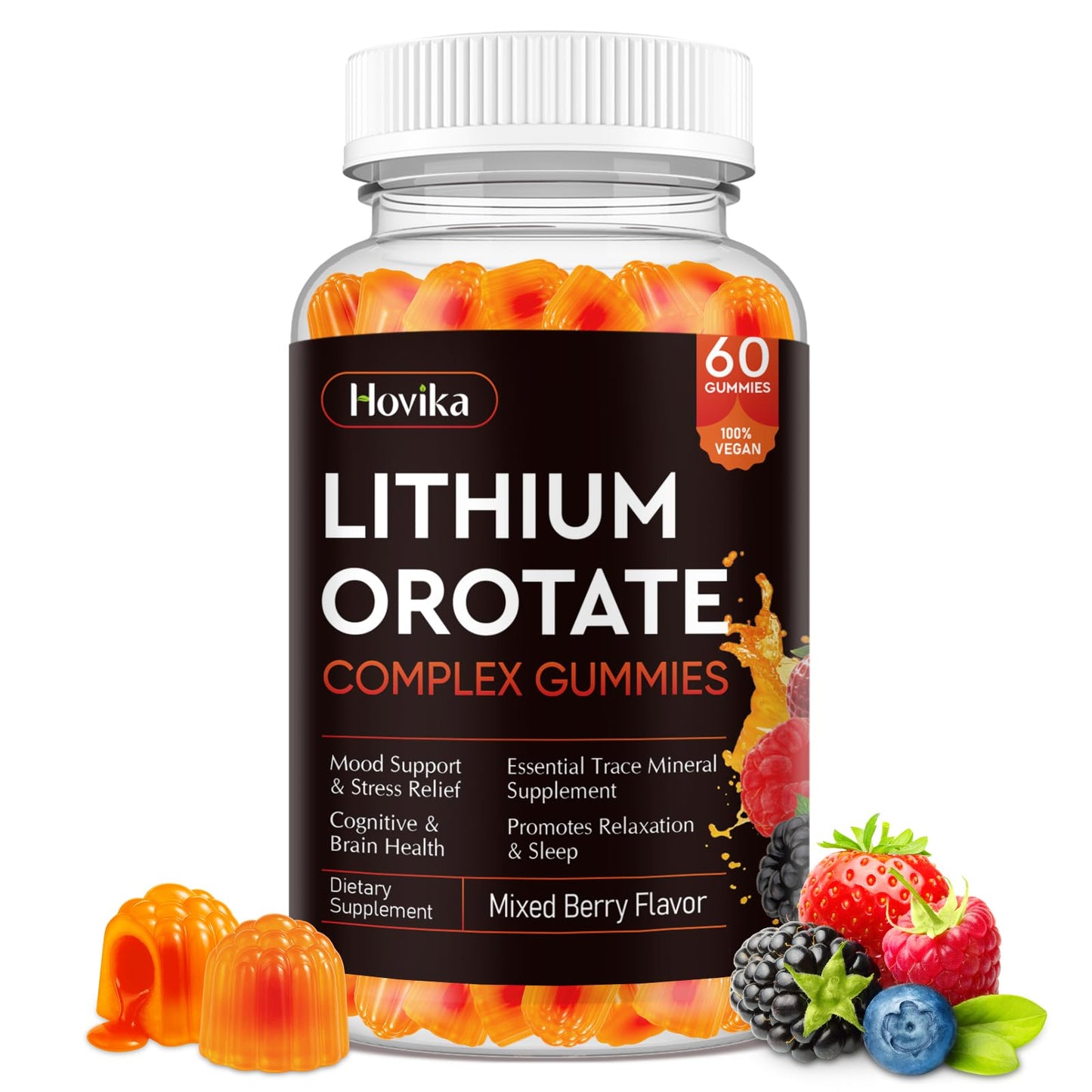 Lithium Orotate 5mg 10mg Gummies Lithium Supplements with Vitamin B, Magnesium & Selenium for Mood Support, Stress Relief, Brain Health, Non-GMO, Vegan, Gluten Free - Maple Wellness Supplements