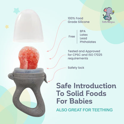 LittleWhispers Baby Fruit & Food Feeder Pacifier - Pacifier Feeders for Fresh Fruit or Frozen Breastmilk - Infant Teething Relief - Set of 2 - Maple Wellness Supplements