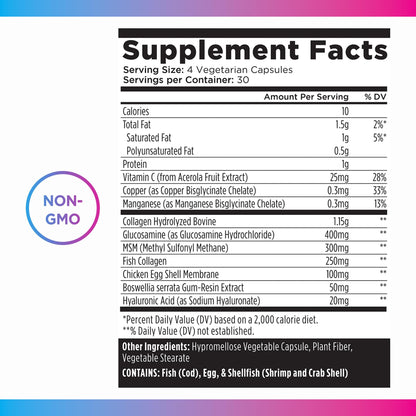 Livingood Daily Collagen + Joint Support, Grass Fed Multi Collagen Peptides I III V X with Hyaluronic Acid, Joint Support Supplement for Women & Men, Hair Skin Nails, Keto & Gluten Free, 120 Capsules - Maple Wellness Supplements