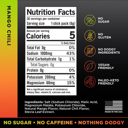 LMNT Zero Sugar Electrolytes - Mango Chili Salt | Drink Mix | 30 Count - Maple Wellness Supplements