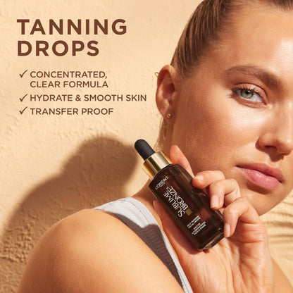 L'Oreal Paris Sublime Bronze Self Tanning Facial Drops with Hyaluronic Acid, Gradual Tan, Fragrance-Free, 1 fl. Oz - Maple Wellness Supplements