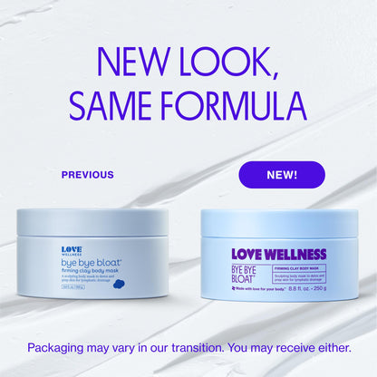 Love Wellness Bye Bye Bloat Firming Clay Body Mask | Lymphatic Drainage Body Mask for Women | Support Bloating Relief, Skin Hydration & Boost Circulation | Caffeine, Grapefruit & Peppermint Oil | 250g - Maple Wellness Supplements
