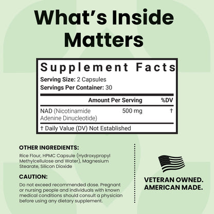 Luma Nutrition NAD+ Supplement 1000mg (500mg per Capsule) – Aging Plus Energy, Metabolism & Cellular Support – Pure NAD Supplements for Women & Men, Made in USA - Maple Wellness Supplements