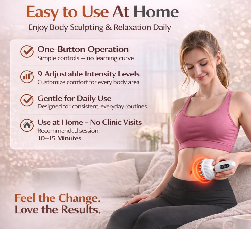 Lymphatic Drainage Massager for At-Home Body Care, Sculpting Massage Tool for Legs, Arms, Belly & Back, Helps Reduce Stretch Marks & Cellulite, Smooth Skin & Relax Muscles with Heat, Vibration & Light - Maple Wellness Supplements