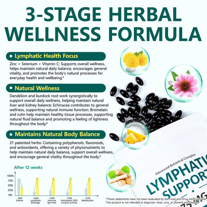 Lymphatic Drainage Supplements, 4275mg Lymph System Support for Women & Men, Herbal Lymphatic Complex with Dandelion, Burdock, Echinacea, Cleavers, Turmeric & Bromelain for Fluid Balance, 240 Capsules - Maple Wellness Supplements