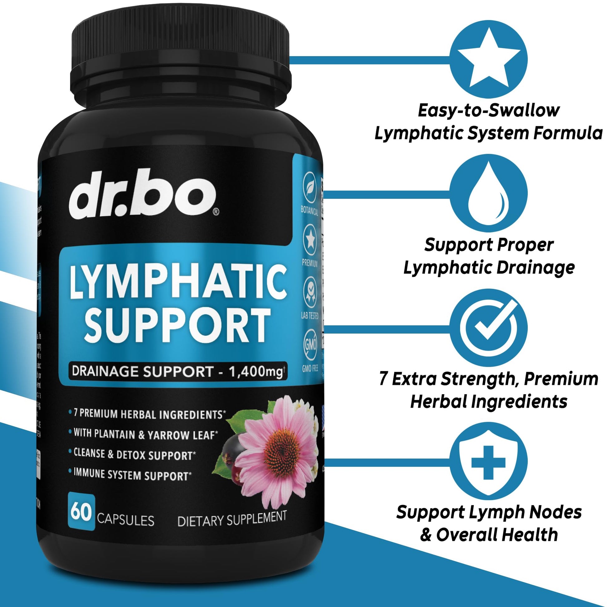 Lymphatic Drainage Supplements Pills - Lymphatic Support Total Herbal Cleanse Products with Echinacea Lymph System Support Supplement for Nodes Legs & Neck - Lymph Node Detox Cleanse System Drainage - Maple Wellness Supplements