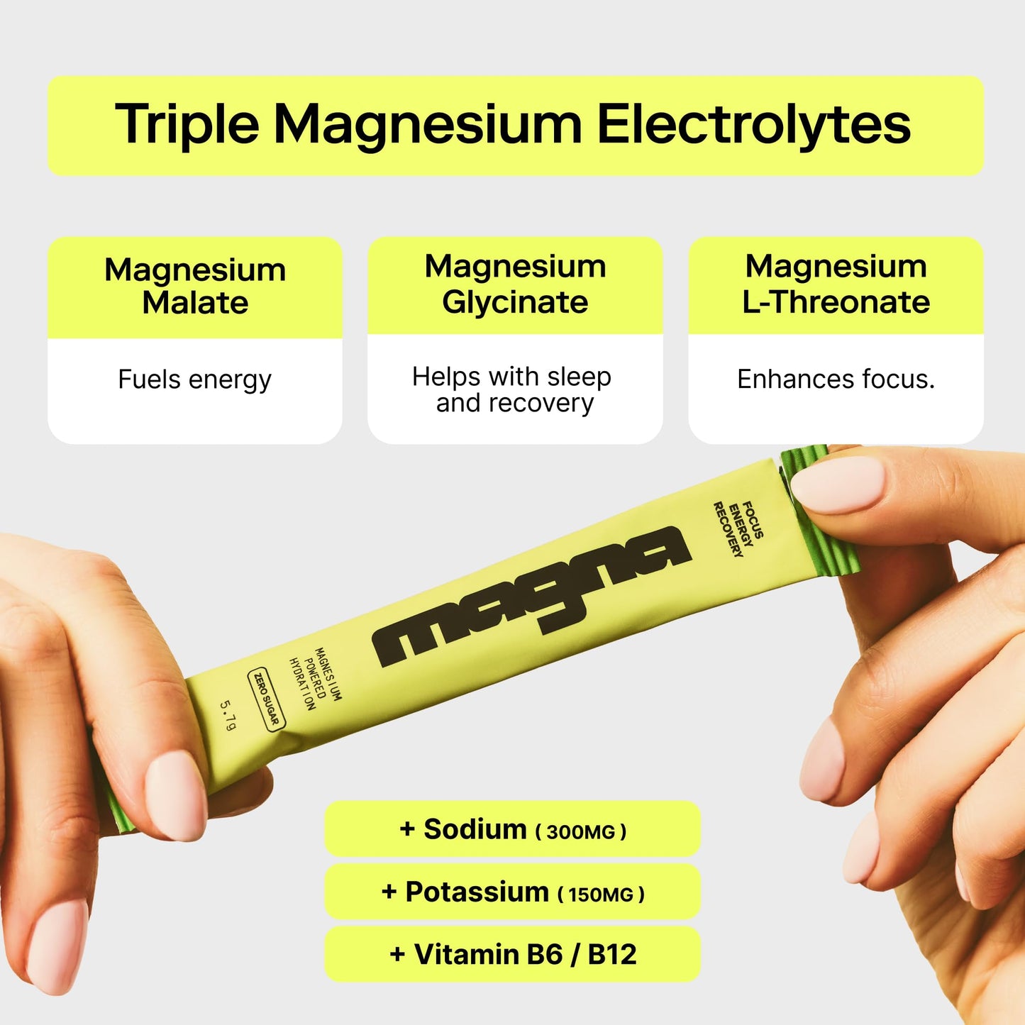 MAGNA Electrolytes Powder Drink Mix for Hydration, Energy & Focus Support with Magnesium L Threonate (28 Servings, Variety) - Maple Wellness Supplements