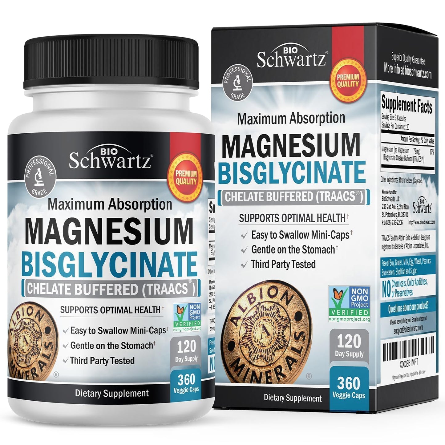Magnesium Bisglycinate Chelated Supplement - High Absorption Magnesium Glycinate Supplement for Women and Men - Sleep, Muscle, Bone & Joint Support - Maple Wellness Supplements