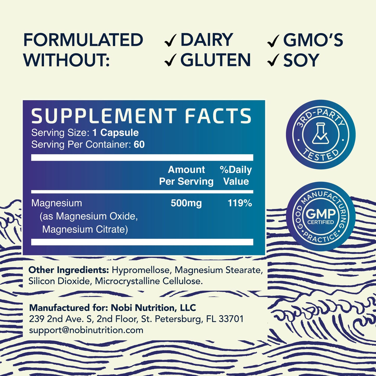 Magnesium Citrate Complex 500 MG for Calm & Relaxation | High Absorption Magnesium Supplement | Citrato de Magnesio | Constipation & Digestion Support Non-GMO Soy-Free | 60 Mag Citrate Capsules - Maple Wellness Supplements