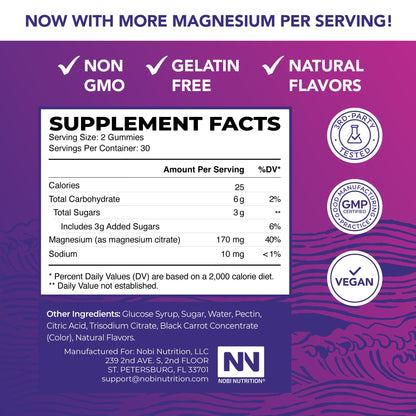 Magnesium Citrate Gummies | Extra Strength for Calm, Relaxation & Digestion | High Absorption Magnesium Gummies for Adults | Vegan, Non-GMO - Maple Wellness Supplements