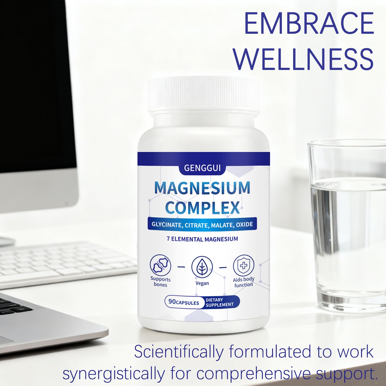 Magnesium Complex 1000mg - 7-in-1 Supplement with Glycinate, Citrate & Malate - Supports Muscle Relaxation, Sleep, Heart Health - High Absorption Capsules, 90 Count (1) - Maple Wellness Supplements