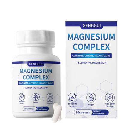 Magnesium Complex 1000mg with 8 Types - Glycinate, Citrate, Malate - Supports Muscle Relaxation, Bone Health, Energy Production & Sleep - High Absorption, Non-GMO, Vegan Capsules, 90 Count (001) - Maple Wellness Supplements