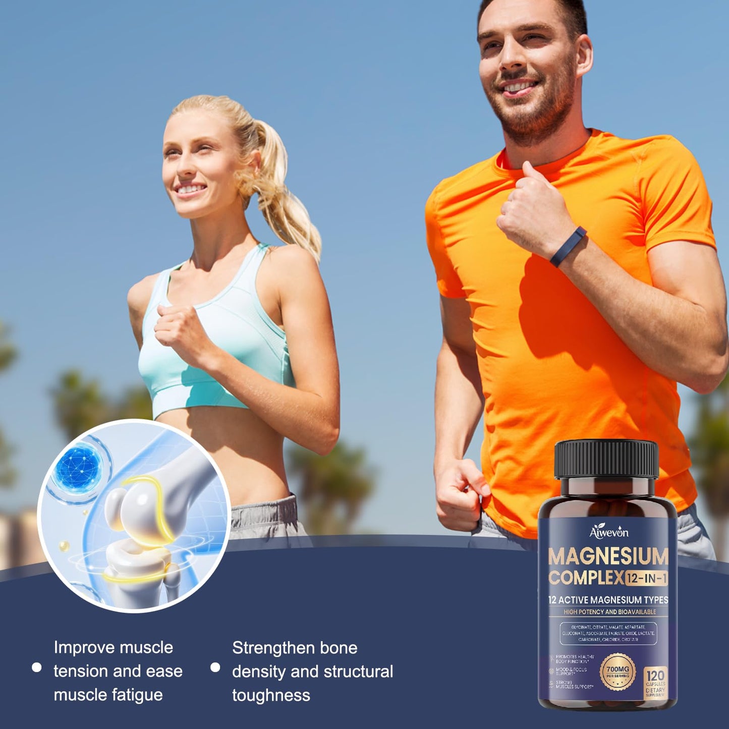 Magnesium Complex 700mg, 12 in 1 Magnesium Supplement with Glycinate, Citrate, Malate, Oxide, Taurate & Orotate, High Absorption Magnesium for Sleep, Muscle, Nerve & Heart Support, Vegan, 120 Capsules - Maple Wellness Supplements