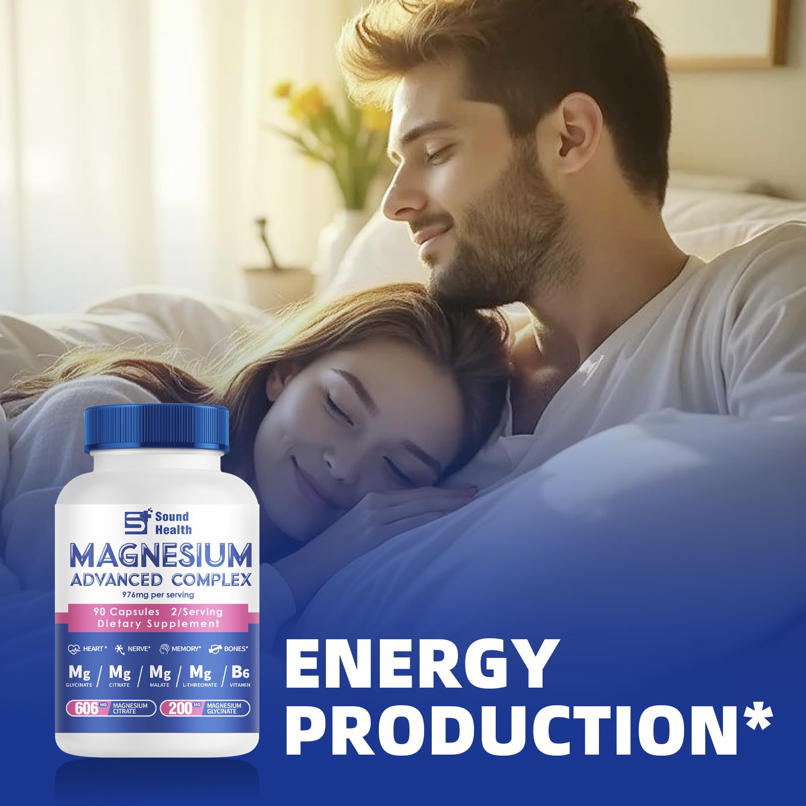 Magnesium Complex Capsule 5 in 1 Magnesium Supplement from Magnesium Glycinate, Citrate, Malate, L-Threonate & Vitamin B6, High Absorption Magnesium Supplement, Non-GMO, Vegan - Maple Wellness Supplements