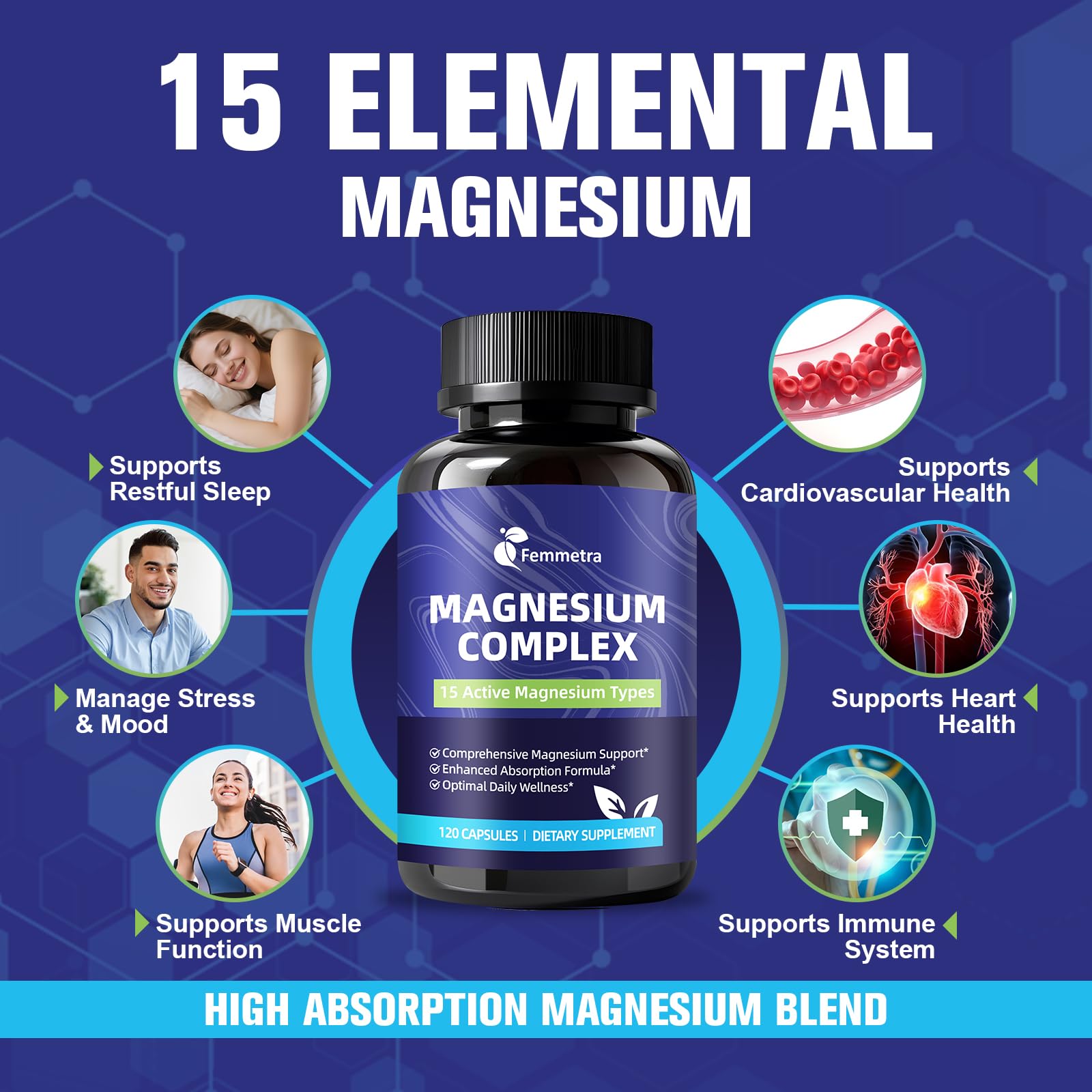 Magnesium Complex for Women Men 1350mg 15 in 1 Pure Magnesium Supplement, with High Absorption Chelated Magnesium Glycinate Citrate Malate & More for Muscle, Heart, Sleep & Bone Support, Vegan 60 Days - Maple Wellness Supplements