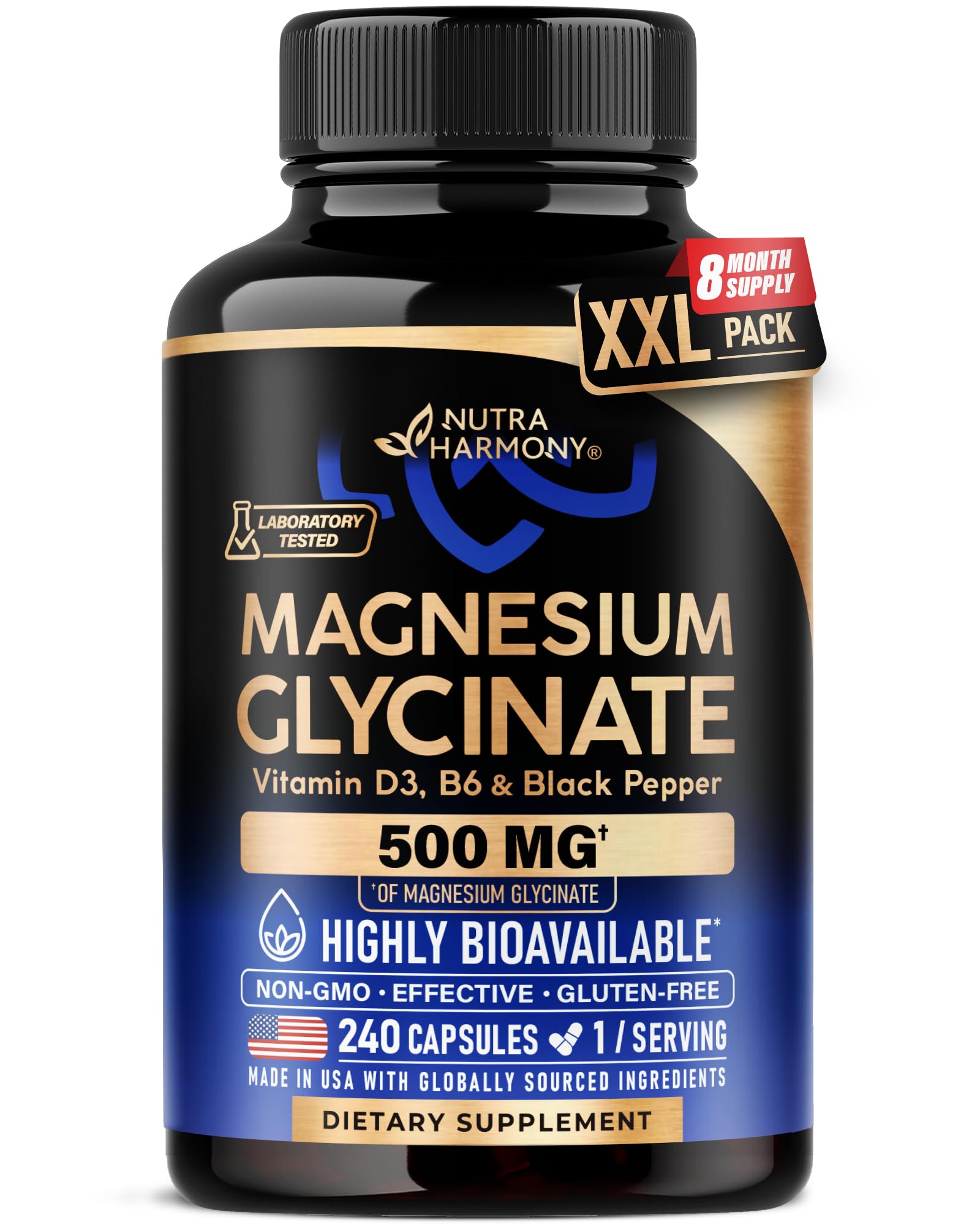 Magnesium Glycinate 500 mg - Chelated Supplement - High Absorption Form of Magnesium - Support for Sleep, Muscle & Heart Health - Maple Wellness Supplements