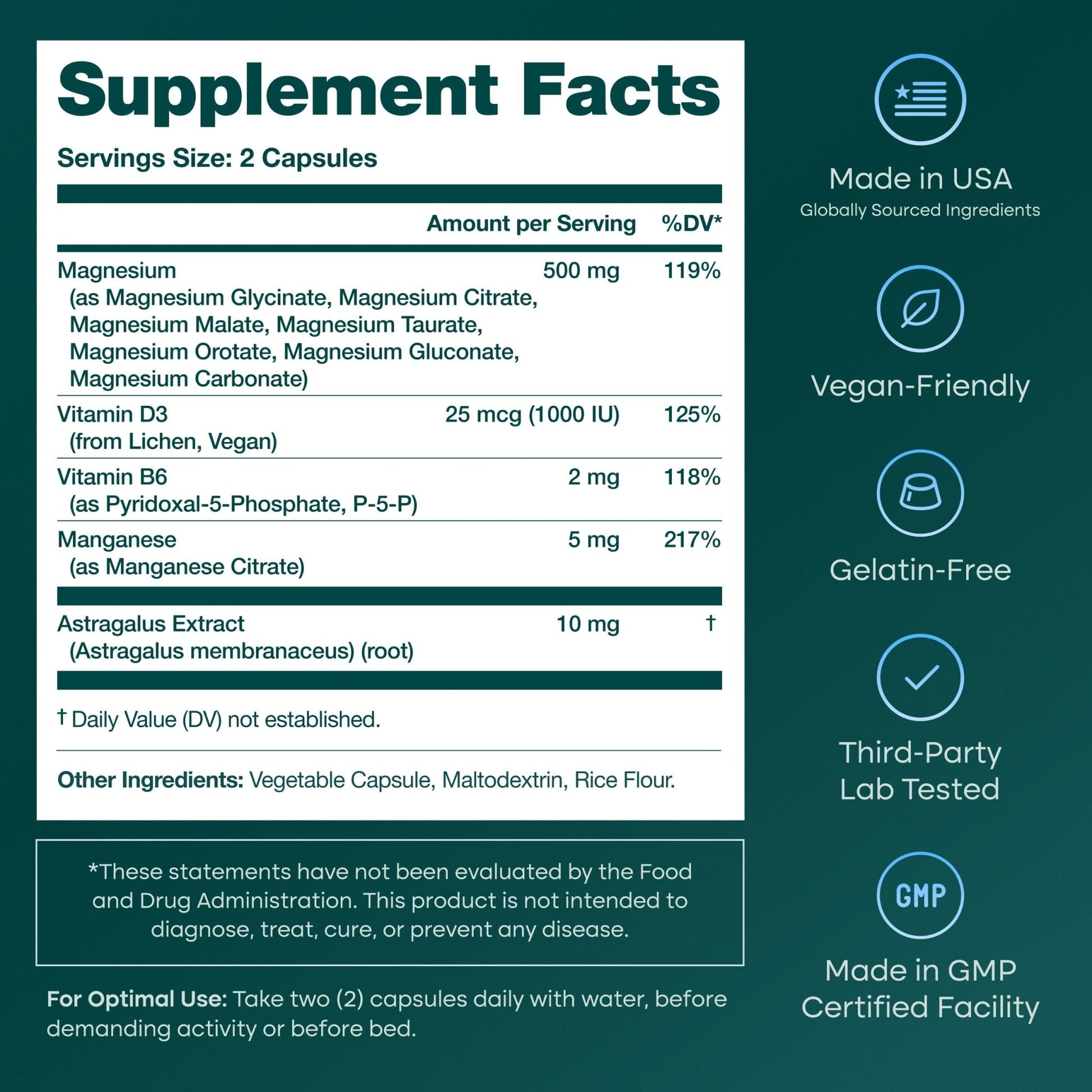 Magnesium Glycinate Complex (7-in-1) 500mg with D3 & B6 P5P - Multi-Form Blend with Glycinate, Citrate, Malate, Taurate, Gluconate, Carbonate, & Orotate - Maple Wellness Supplements