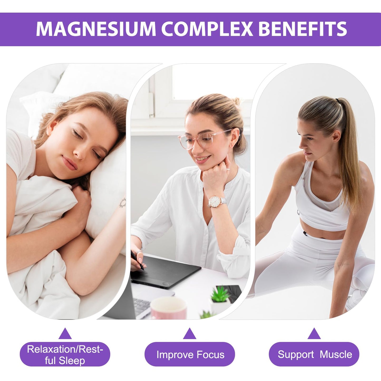 Magnesium Glycinate Liquid Drops for Women & Men, Triple Calm Magnesium Complex Supplement with L-Threonate, Malate, L-Theanine for Kids Adults Calm, Sleep & Mood, Sugar-Free, Natural Flavor, 2 fl oz - Maple Wellness Supplements