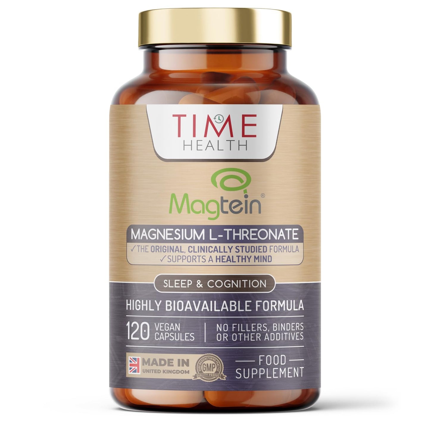 Magtein® Magnesium – 120 Capsules – High Strength 2100mg – Highly Bioavailable - Maple Wellness Supplements