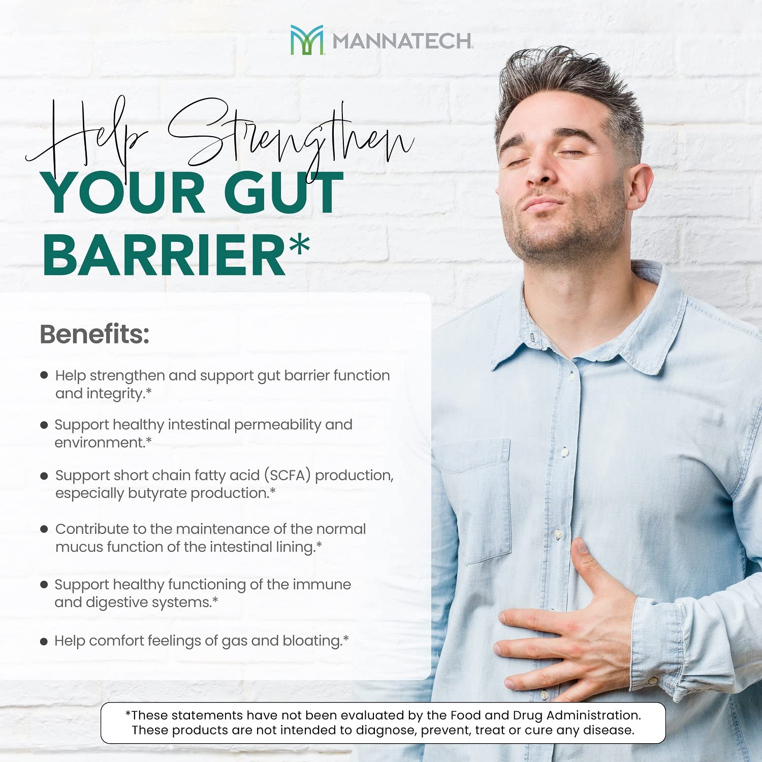 Mannatech Butyrate Supplement - Supports Gut Barrier Function, Intestinal Health, and Digestive Comfort - Promotes Short Chain Fatty Acid Production, Immune Support Supplement GI-Defense 60 Capsules - Maple Wellness Supplements