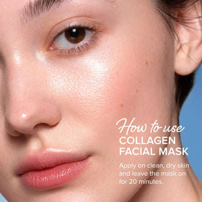MAREE Collagen Facial Mask with Hyaluronic Acid — Sheet Face Mask Skincare — Centella Asiatica, Green & Red Algae Extract - Maple Wellness Supplements