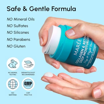 MAREE Face Moisturizer Retinol Cream for Face – Daily Wrinkle Cream for Women – Anti-Aging Face Cream – Facial Moisturizer with Collagen - Maple Wellness Supplements