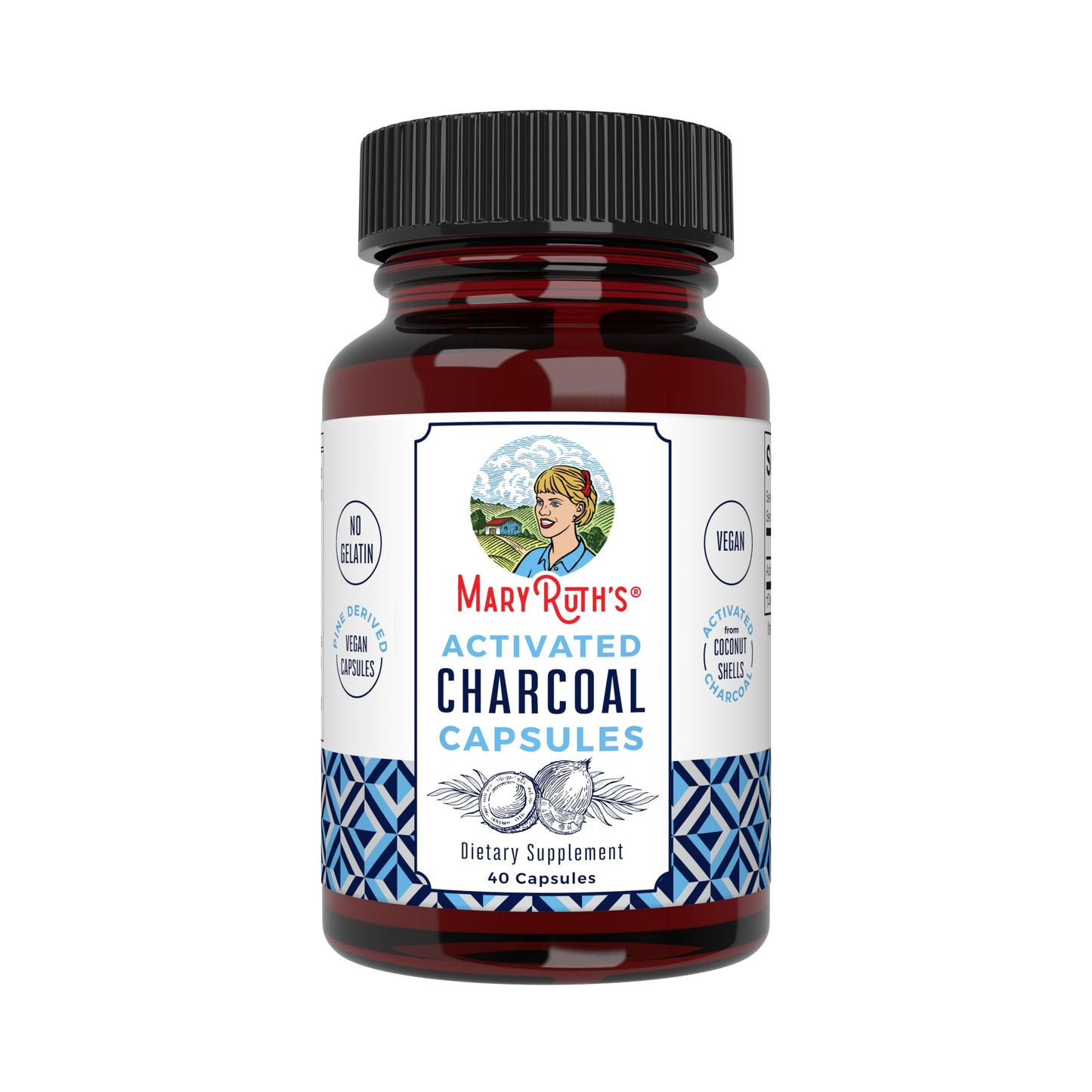 MaryRuth Organics Activated Charcoal Capsules | Substance Adsorption | Derived from Coconut Shells | Vegan Capsules from Pine Trees | Non-GMO | Gluten Free | 40 Count - Maple Wellness Supplements
