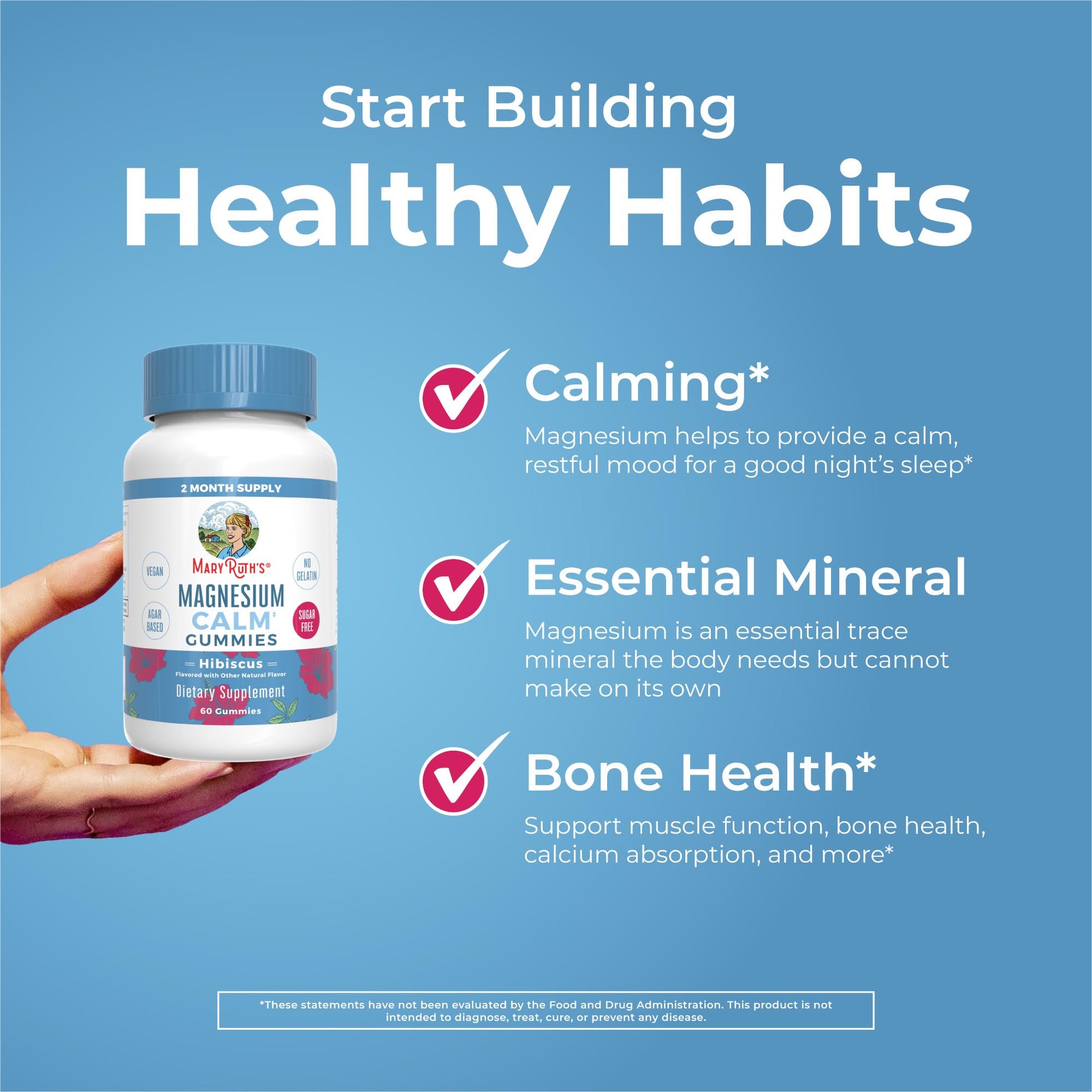 MaryRuth Organics Calm Magnesium Citrate Gummies | 2 Month Supply | Sugar Free | Magnesium Supplement for Adults - Maple Wellness Supplements