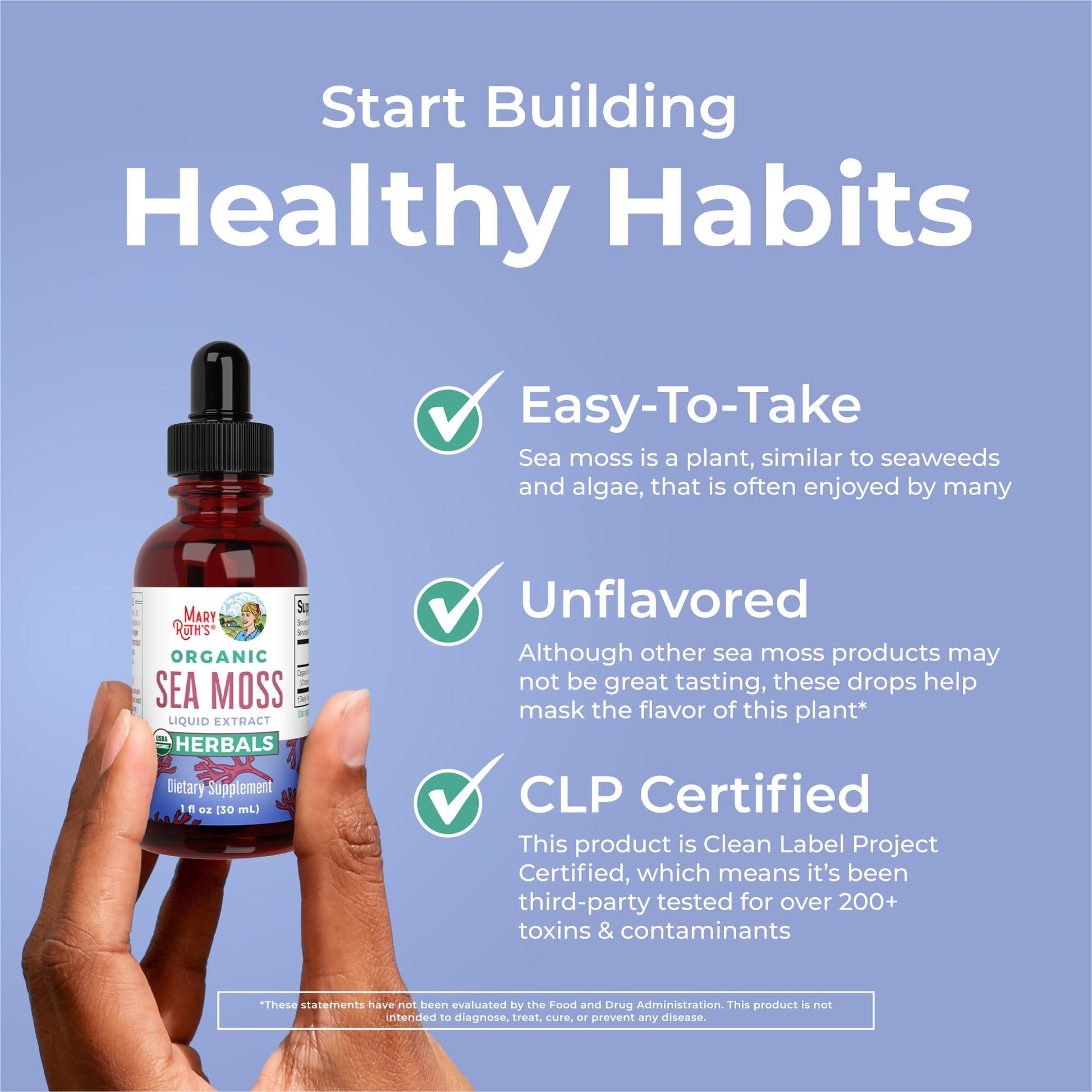 MaryRuth Organics Irish Sea Moss Liquid Drops | Chondrus Crispus | Wild Harvested | Organic Irish Moss Formulated for Adults & Kids Ages 14+ | Unflavored | Sugar Free | Vegan | Non-GMO | 1 Fl Oz - Maple Wellness Supplements