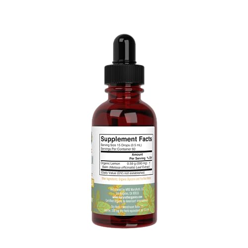 MaryRuth Organics Lemon Balm Leaf Liquid Extract | Mood Support | Relaxation | Calming | Nervine Herbal | Lemon Balm Tincture | USDA Organic | Vegan | Non-GMO | Gluten Free | 1 Fl Oz - Maple Wellness Supplements