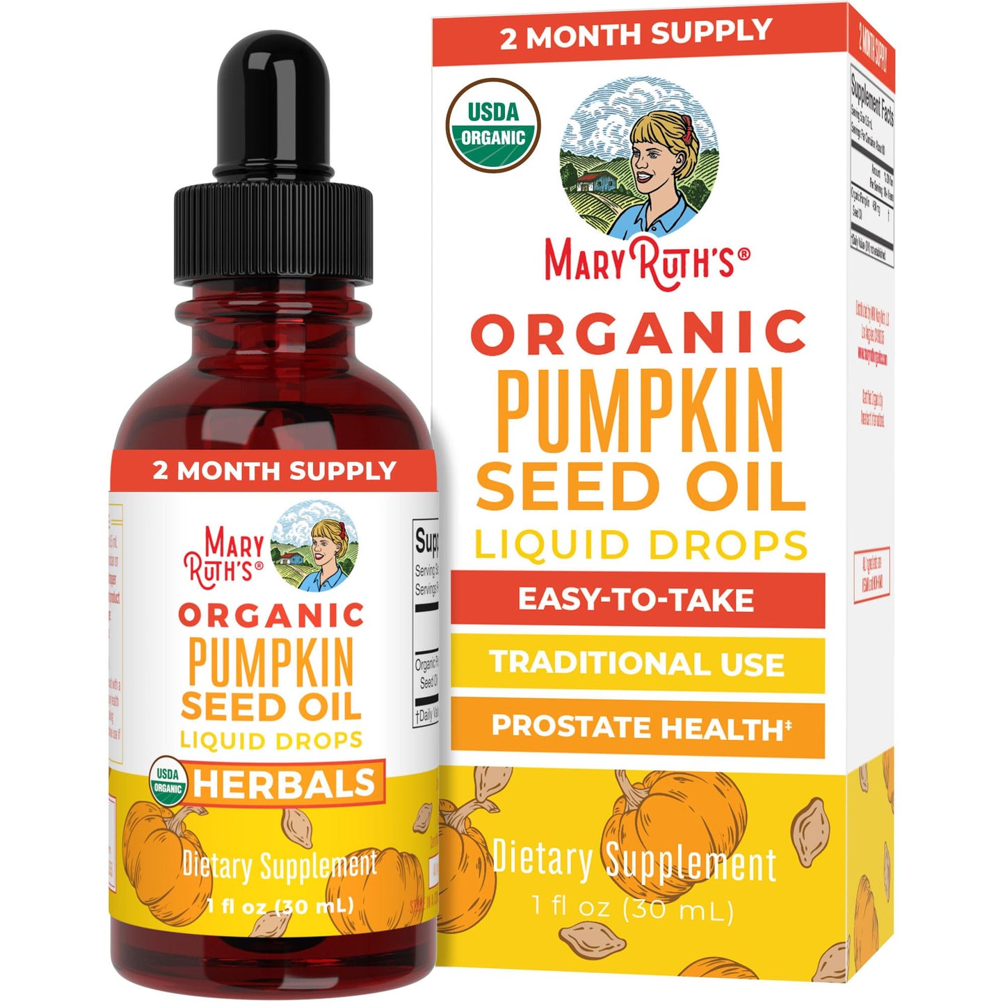 MaryRuth Organics Pumpkin Seed Oil Cold Pressed | 2 Month Supply | USDA Organic Pumpkin Seed Liquid Drops for Men and Women | Urinary Health in Men | Sugar Free | Vegan | Non-GMO | 60 Servings - Maple Wellness Supplements