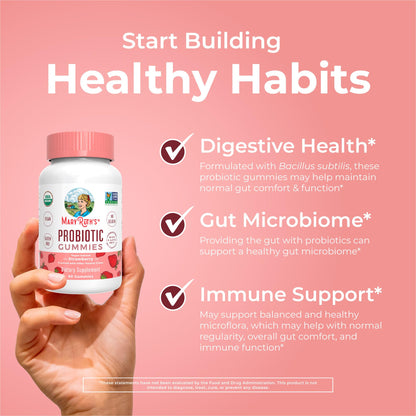 MaryRuth Organics USDA Organic Probiotic Gummies |Probiotics forWomen & Men Digestive Health & Gut Comfort Supplement 5 Billion CFU | Immune & Digestive Support | Vegan | Non-GMO | 60 Count - Maple Wellness Supplements