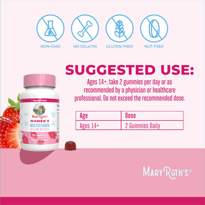 MaryRuth Organics Women's Immune Support Multivitamin Gummies | Ages 14+ | Skin Health | Gummy Vitamins for Women | Sugar-Free | Vegan | Non-GMO | 60 Count - Maple Wellness Supplements