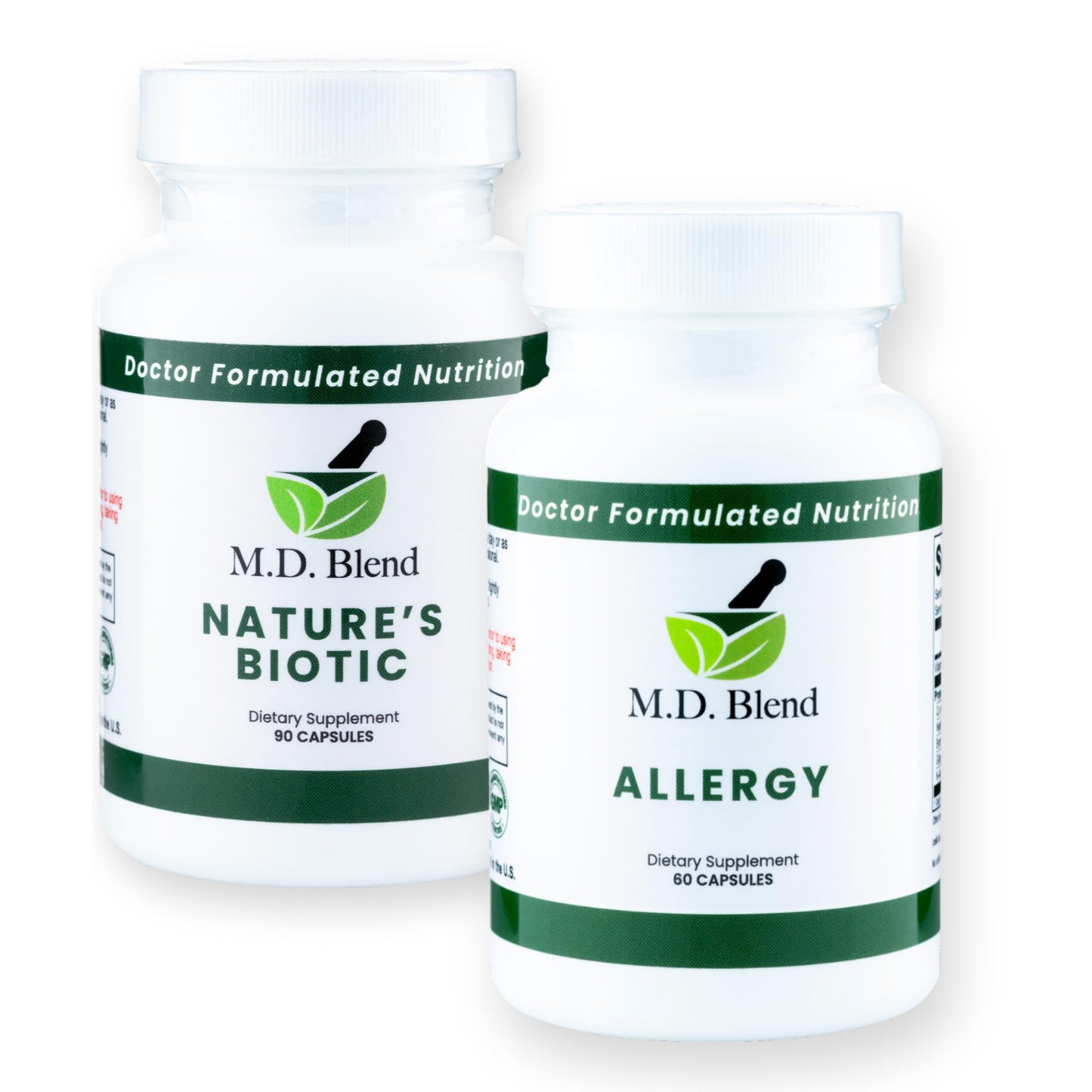 M.D. Blend Nature’s Biotic & Allergy Expert Bundle for Immune Support, Seasonal Allergy Relief, Respiratory Wellness, Quercetin and Bromelain, NAC Nettle Root Vitamins & Minerals Plant-Based Capsules - Maple Wellness Supplements