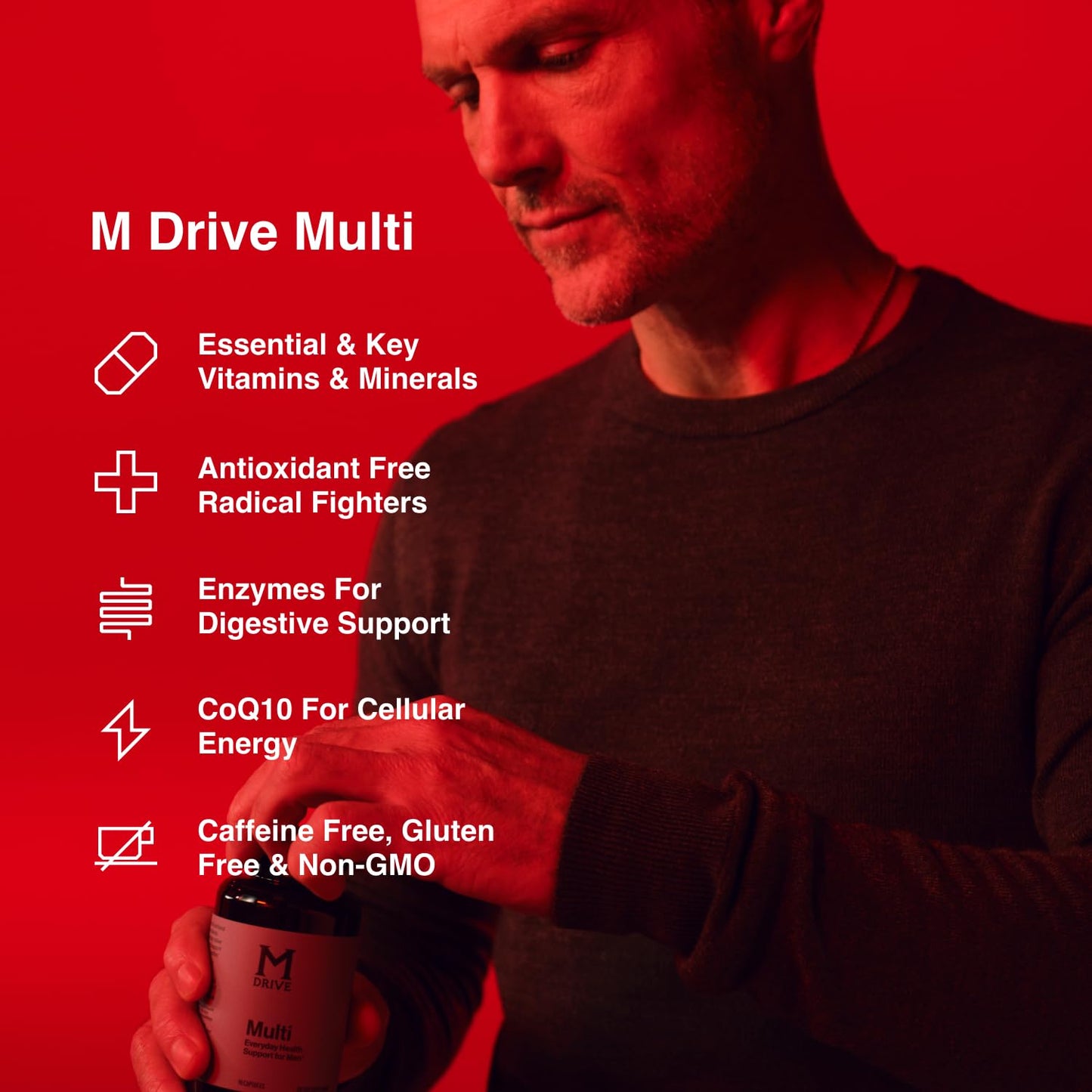 Mdrive Elite Multi - Natural Energy, Strength, Stress Relief, Lean Muscle, Immune Health Support from Zinc, Selenium, Manganese & Vitamin D, Enzymes for Digestive Support - Maple Wellness Supplements