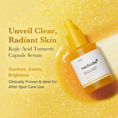 medicube Kojic Acid Turmeric Clarifying & Balancing Capsule Serum for Troubled Skin | Soothing & Brightening Facial Serum - Maple Wellness Supplements