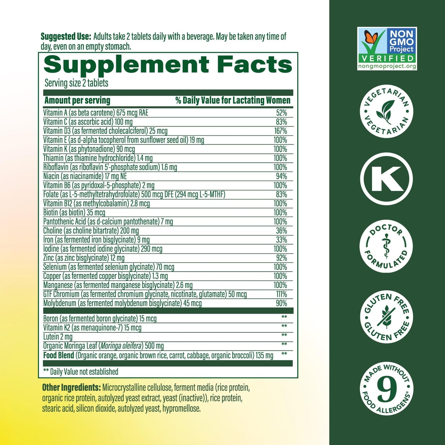 MegaFood Baby & Me 2 Postnatal Vitamins for Women Breastfeeding with Folate (Folic Acid Natural Form), Choline, Iodine, Vitamin D - Maple Wellness Supplements
