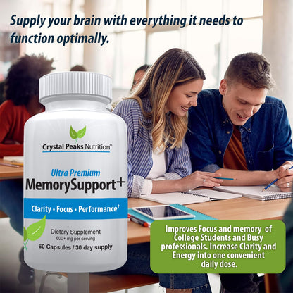 Memory Boost + Brain Support Supplement – Nootropic for Focus, Concentration, Memory. Enhanced Energy, Recall and Alertness - 60 Capsules/30-day Supply. - Maple Wellness Supplements