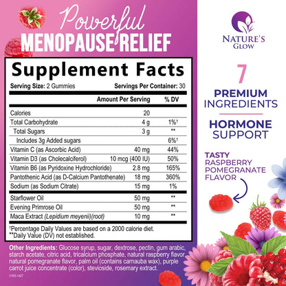 Menopause Supplement for Women - Complete Multi-Benefit Menopause Relief Gummy for Mild Hot Flashes & Night Sweats, Natural Balance & Energy Support, Menopausal Vitamins, Gluten Free - 60 Gummies - Maple Wellness Supplements