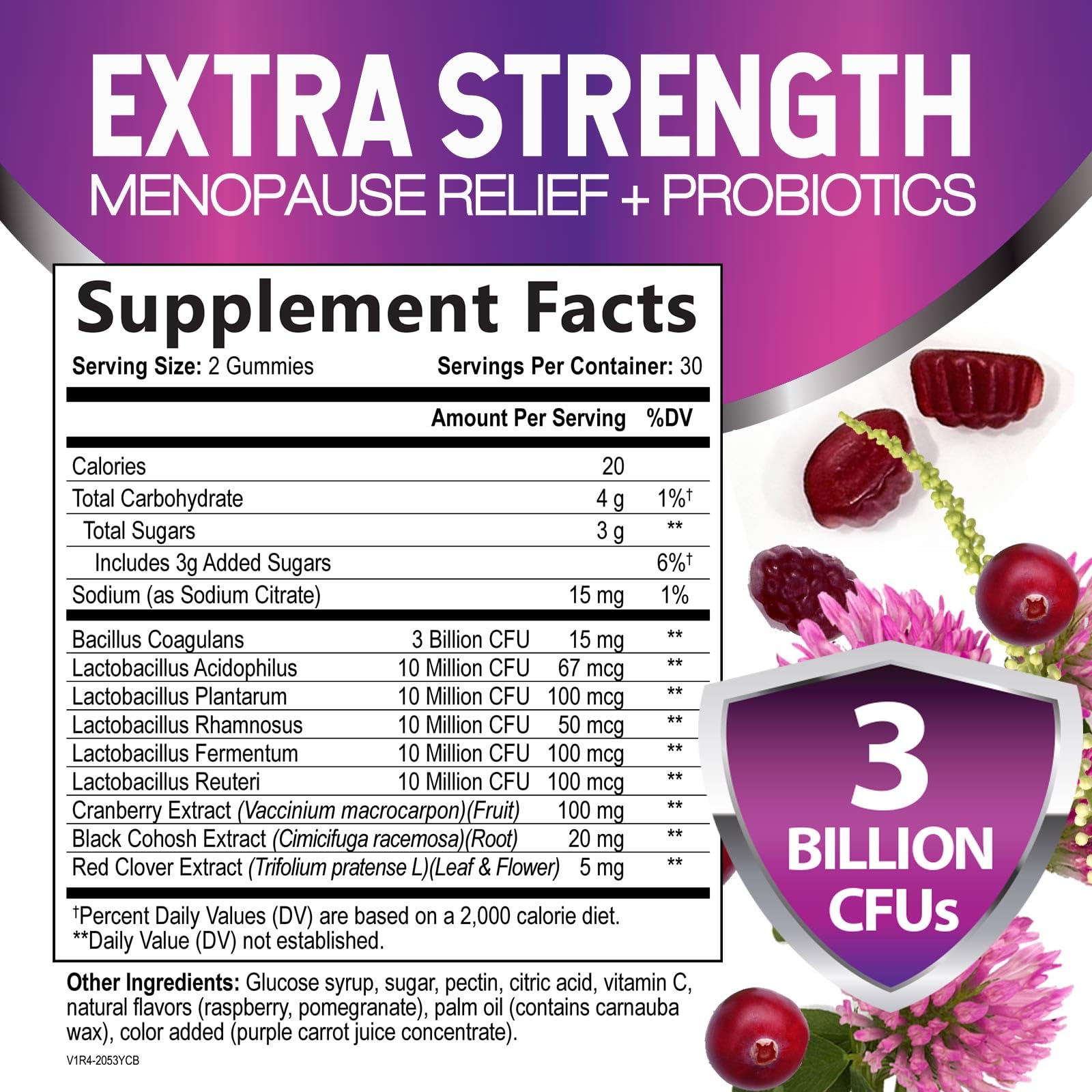 Menopause Supplement Gummies - 3 Billion CFU Women's Probiotics - Advanced Menopause Relief Formula for Women with Black Cohosh & Red Clover - Mild Hot Flashes & Night Sweats Support - 60 Gummies - Maple Wellness Supplements